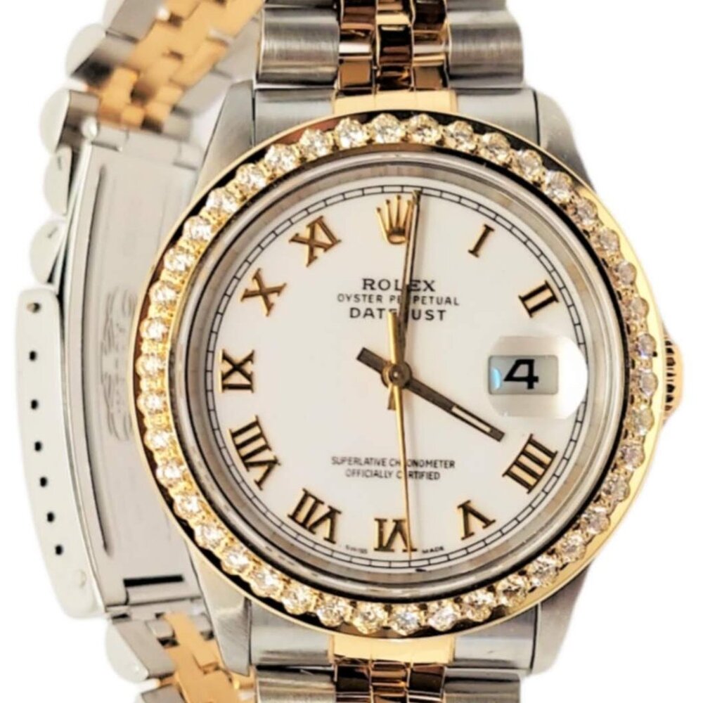 Rolex 36mm Datejust 16233 White roman Two-tone 2CT Diamond jubilee - Picture 7 of 9